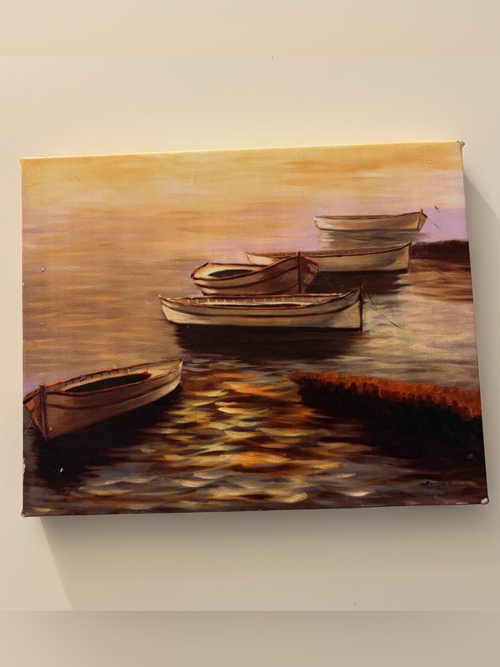 Small Rowboat Seascape Canvas Print Wall Art Hanging